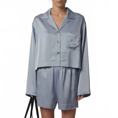Nanushka Valley Cropped Slip Satin Blouse In Ice Blue