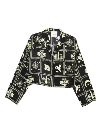 Nanushka Vally Printed Silk Top In Black