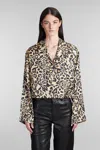 Nanushka Vally Shirt In Animalier Silk In Animalier