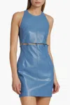 Nanushka Vegan-leather Layan Mini Dress With Button Loop Detail In Blue