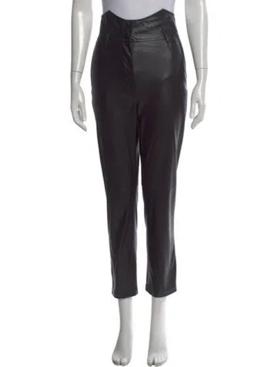 Pre-owned Nanushka Vegan Leather Straight Leg Pants In Black