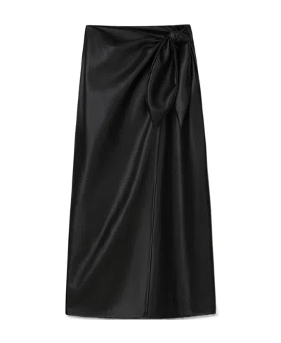 Nanushka Vegan-leather Wrap Skirt In Black