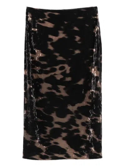 Nanushka Velvet Print Pencil Skirt In Multi
