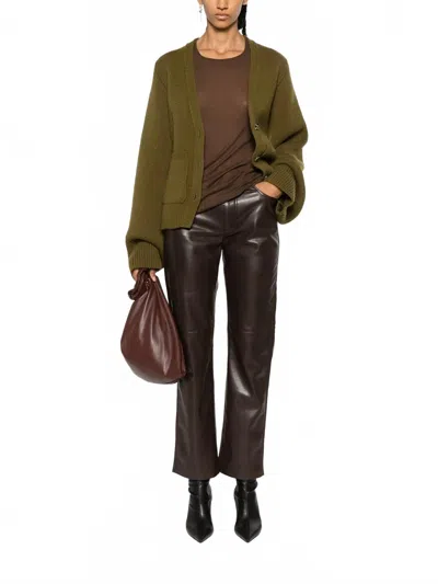 Nanushka Vinni Straight-leg 5-pocket Pants In Coffee Ground In Green