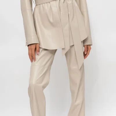 Nanushka Vinni Vegan Leather Trousers In Creme In Gray