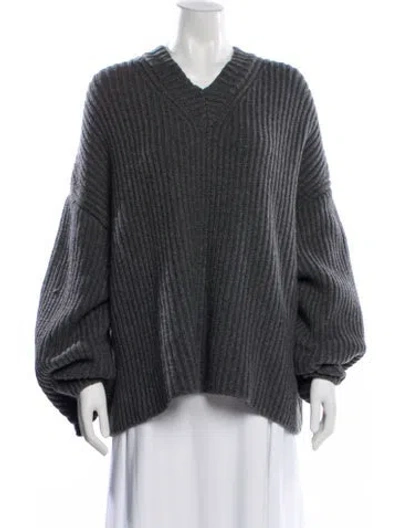 Pre-owned Nanushka Virgin Wool V-neck Sweater In Gray