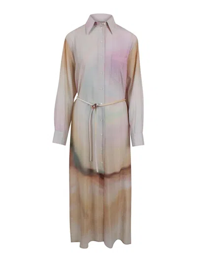 Nanushka Viscose Shirt Dress Wrinkled In Multi