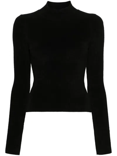 Nanushka Vivy High-neck Crop Top In Black/ Chenille