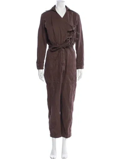 Pre-owned Nanushka V-neck Jumpsuit In Brown