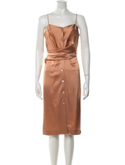 Pre-owned Nanushka V-neck Knee-length Dress In Orange