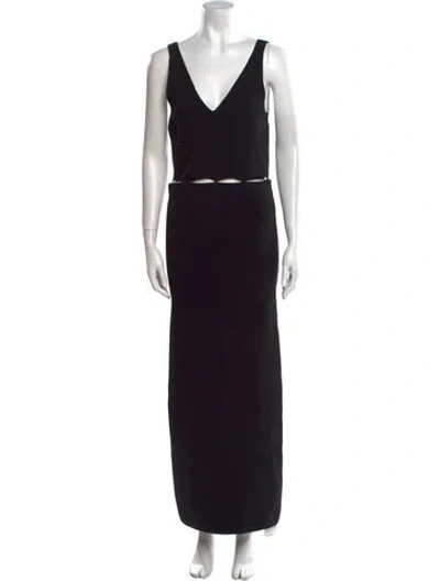 Pre-owned Nanushka V-neck Long Dress In Black