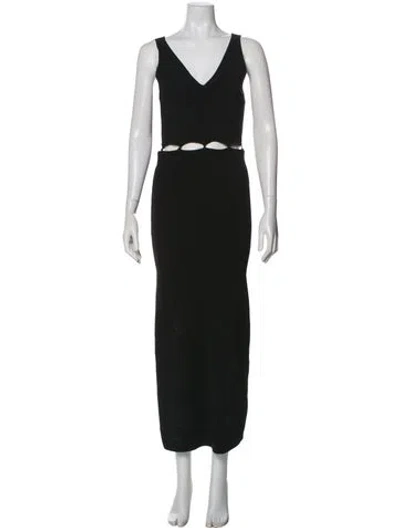 Pre-owned Nanushka V-neck Long Dress In Black
