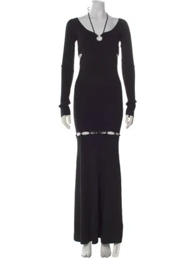 Pre-owned Nanushka V-neck Long Dress In Black