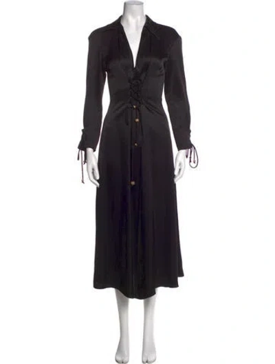 Pre-owned Nanushka V-neck Long Dress In Black