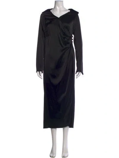 Pre-owned Nanushka V-neck Long Dress In Black