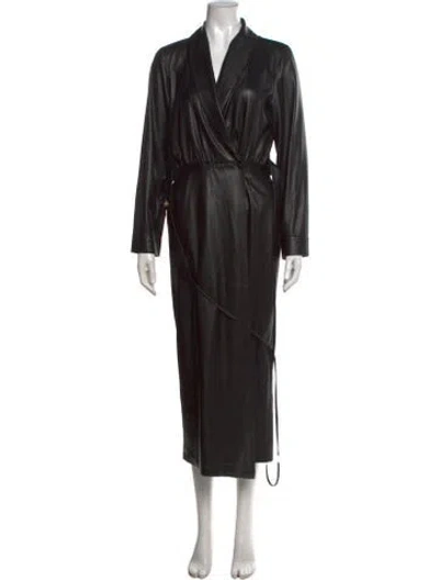 Pre-owned Nanushka V-neck Long Dress In Black