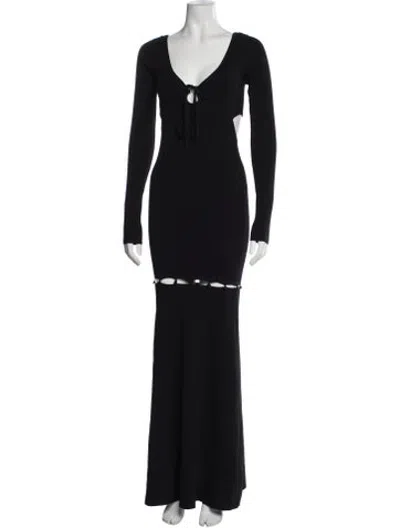 Pre-owned Nanushka V-neck Long Dress In Black