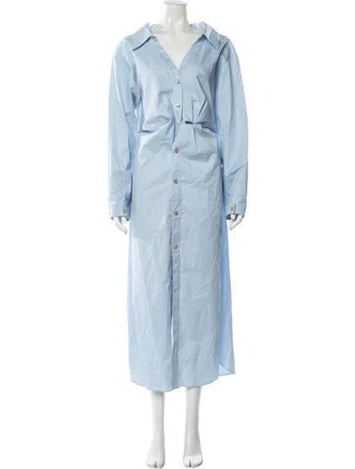 Pre-owned Nanushka V-neck Long Dress In Blue