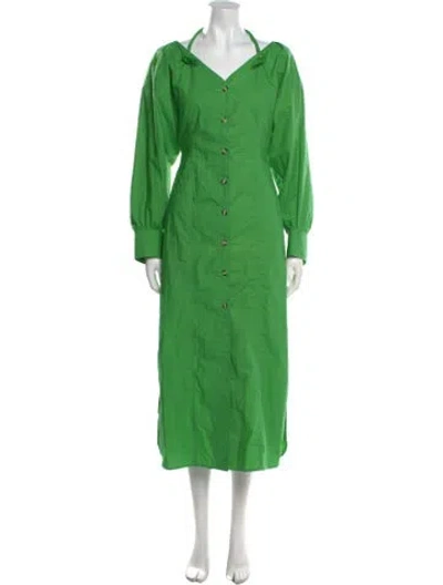 Pre-owned Nanushka V-neck Long Dress In Green