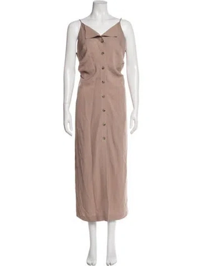 Pre-owned Nanushka V-neck Long Dress In Neutral