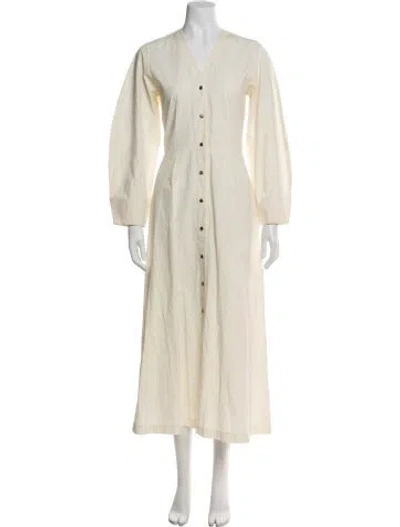Pre-owned Nanushka V-neck Long Dress In Neutral