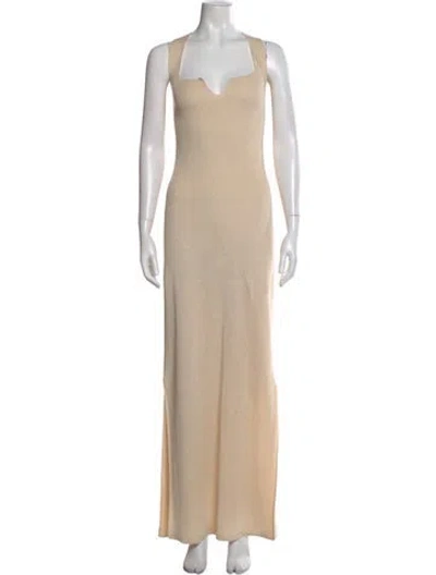 Pre-owned Nanushka V-neck Long Dress In Neutral