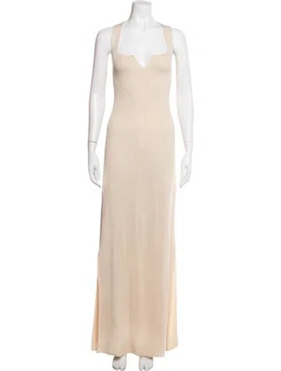 Pre-owned Nanushka V-neck Long Dress In Neutral