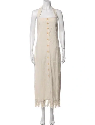 Pre-owned Nanushka V-neck Long Dress In Neutrals