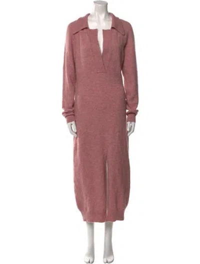 Pre-owned Nanushka V-neck Long Dress In Pink