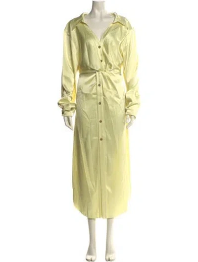 Pre-owned Nanushka V-neck Long Dress In Yellow