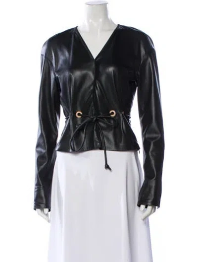 Pre-owned Nanushka V-neck Long Sleeve Blouse In Black