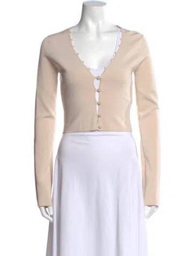 Pre-owned Nanushka V-neck Long Sleeve Button-up Top In Neutral