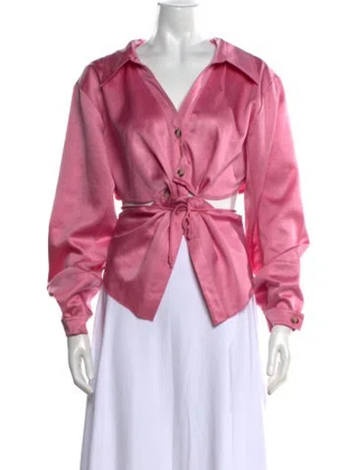Pre-owned Nanushka V-neck Long Sleeve Button-up Top In Pink