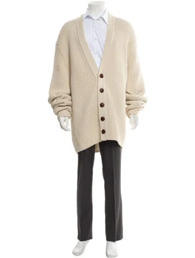 Pre-owned Nanushka V-neck Long Sleeve Cardigan In Neutral