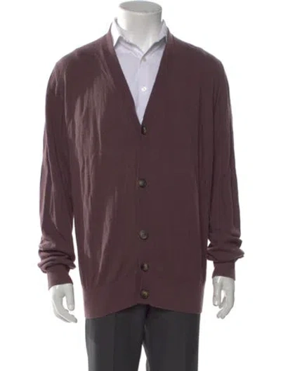 Pre-owned Nanushka V-neck Long Sleeve Cardigan In Purple