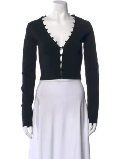 Pre-owned Nanushka V-neck Long Sleeve Crop Top In Blue