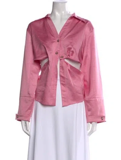 Pre-owned Nanushka V-neck Long Sleeve Top In Pink