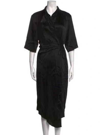 Pre-owned Nanushka V-neck Midi Length Dress In Black
