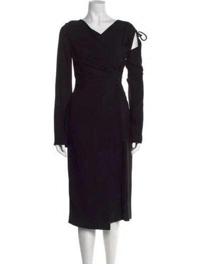 Pre-owned Nanushka V-neck Midi Length Dress In Black