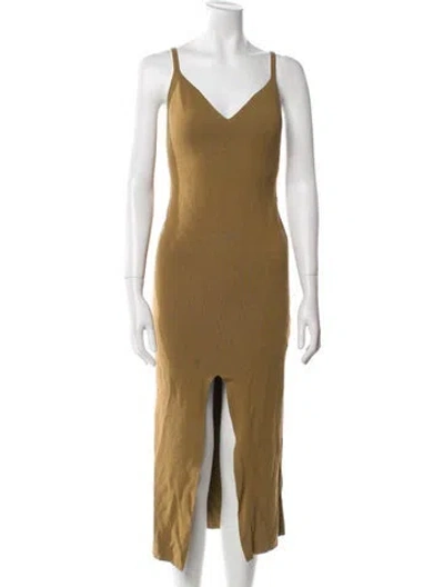Pre-owned Nanushka V-neck Midi Length Dress In Green