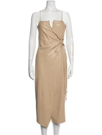 Pre-owned Nanushka V-neck Midi Length Dress In Neutrals