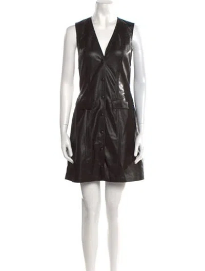 Pre-owned Nanushka V-neck Mini Dress In Black