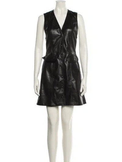 Pre-owned Nanushka V-neck Mini Dress In Black