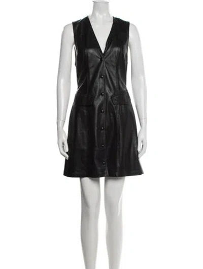 Pre-owned Nanushka V-neck Mini Dress In Black