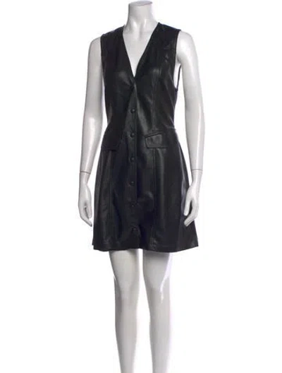 Pre-owned Nanushka V-neck Mini Dress In Black