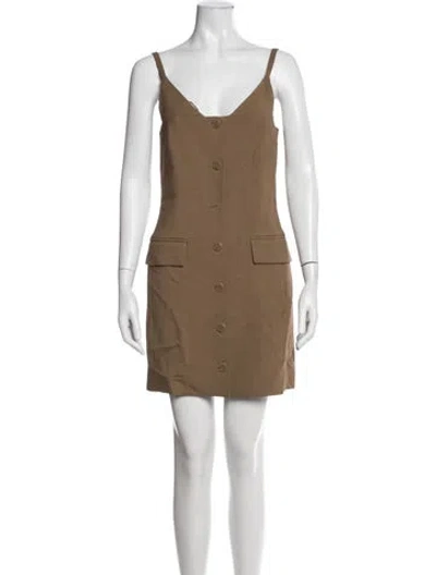 Pre-owned Nanushka V-neck Mini Dress In Brown