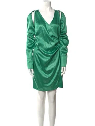 Pre-owned Nanushka V-neck Mini Dress In Green