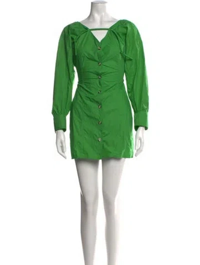 Pre-owned Nanushka V-neck Mini Dress In Green