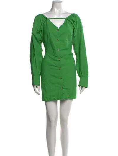 Pre-owned Nanushka V-neck Mini Dress In Green