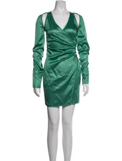 Pre-owned Nanushka V-neck Mini Dress In Green